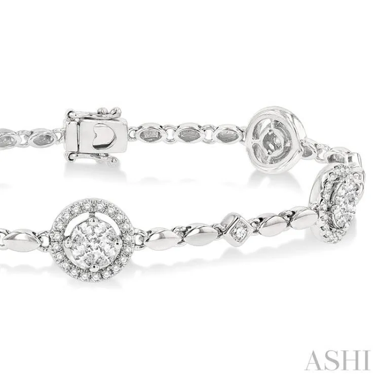 1 1/2 Ctw Diamond Link Bracelet in 14K White Gold