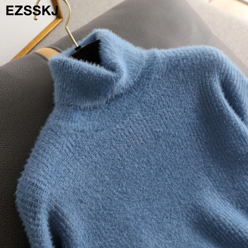 2020 Autumn Winter Oversize Turtlenect Thick Wool Cashmere Sweater Pullovers Women Long Sleeve Femal