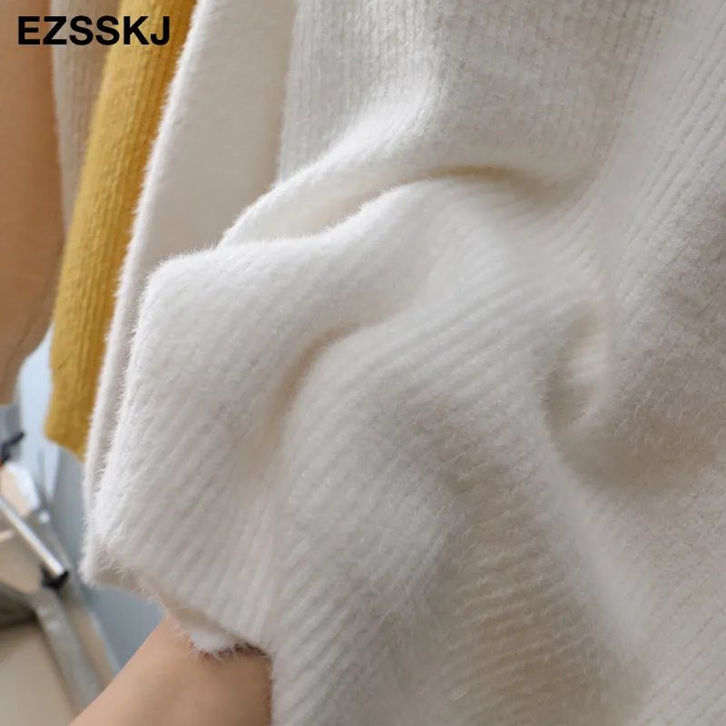 2020 Autumn Winter Oversize Turtlenect Thick Wool Cashmere Sweater Pullovers Women Long Sleeve Femal