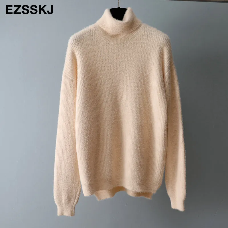 2020 Autumn Winter Oversize Turtlenect Thick Wool Cashmere Sweater Pullovers Women Long Sleeve Femal