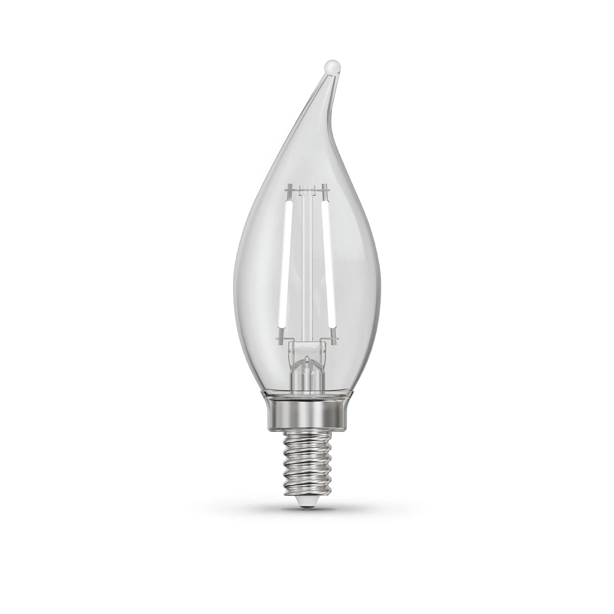 2.2W (25W Replacement) Soft White (2700K) Flame Tip BA10 (E12 Base) Exposed White Filament LED Bulb (3-Pack)