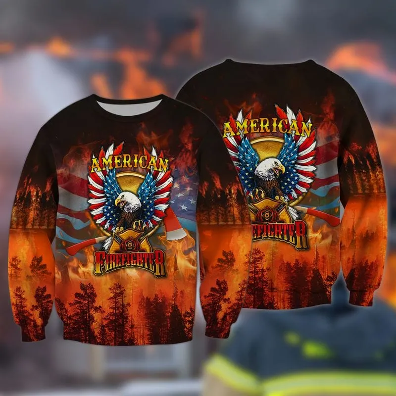 3D All Over Print American Firefighter, Forest Fire Extinguishing Shirt, Idea Gift for Firefighter