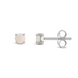 9ct White Gold Opal 4mm Claw Stud Earrings