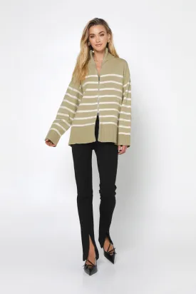 Addie Knit Jumper | Sage & White Stripe