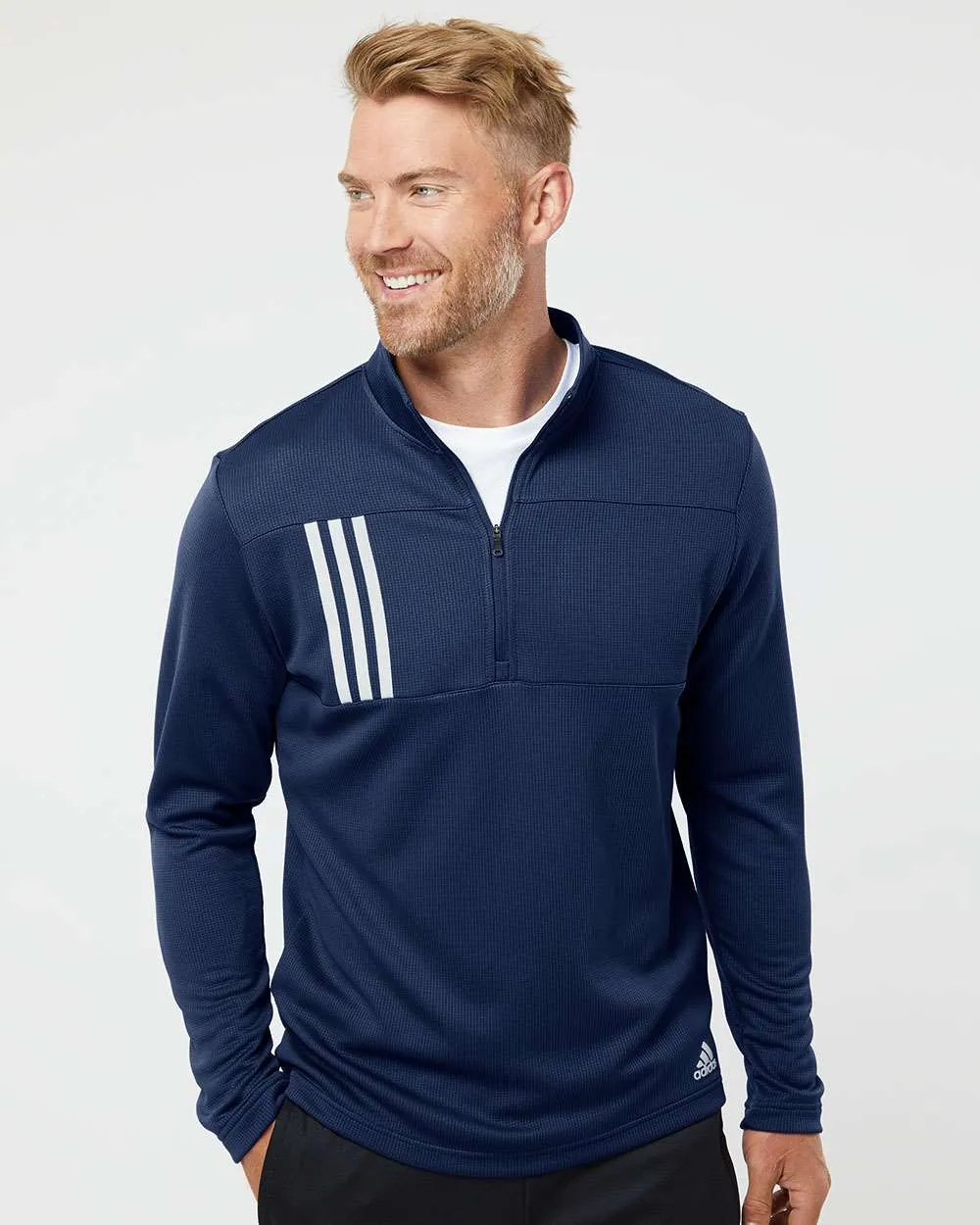 Adidas 3-Stripes Double Knit Quarter-Zip Pullover