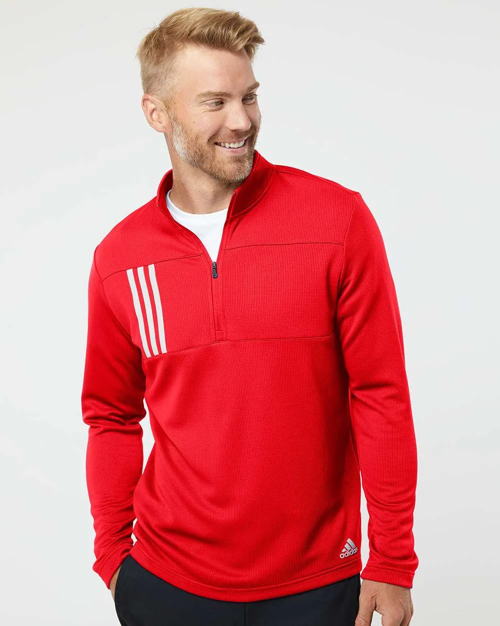 Adidas 3-Stripes Double Knit Quarter-Zip Pullover