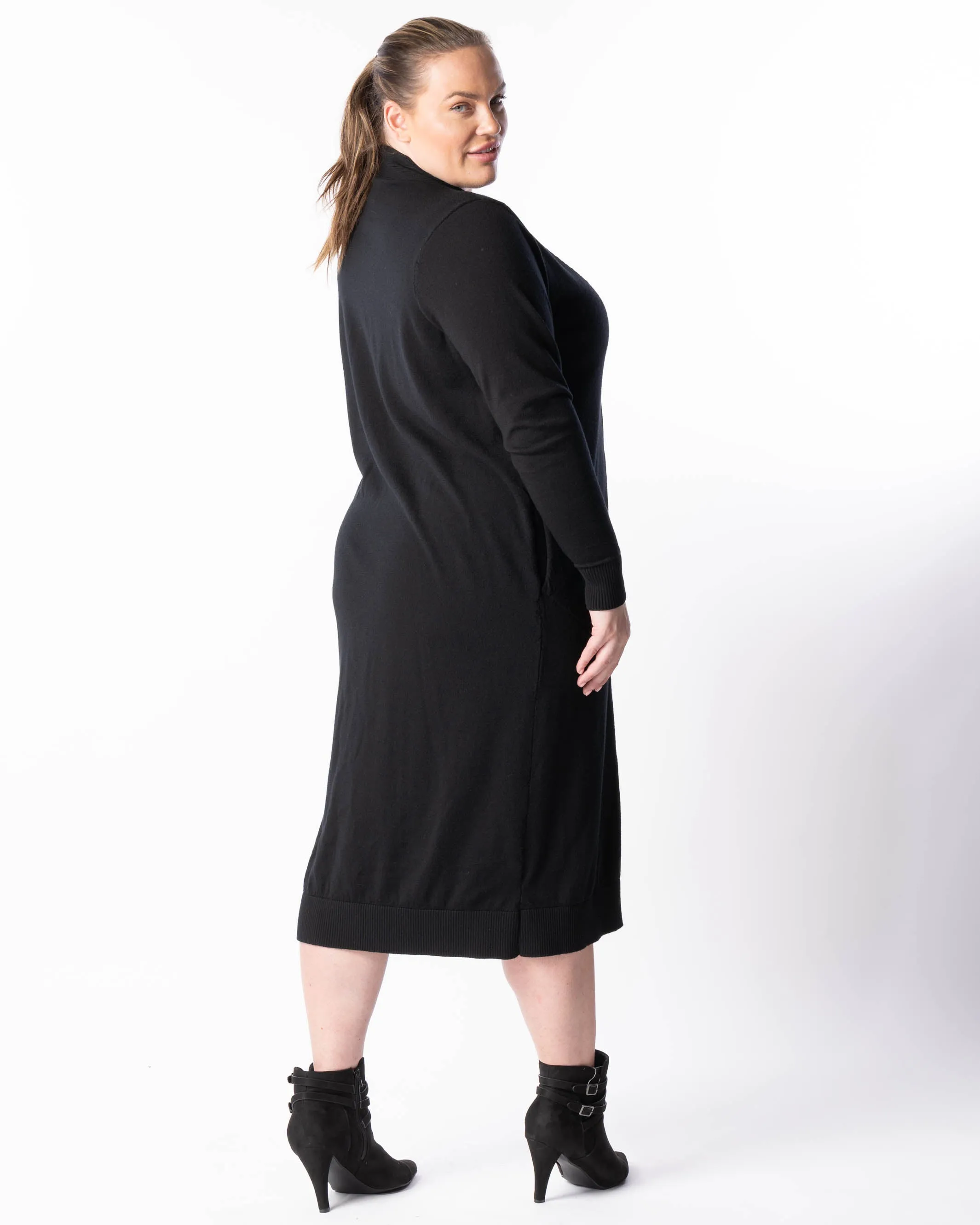 Adore You Merino Cardigan Dress - Black