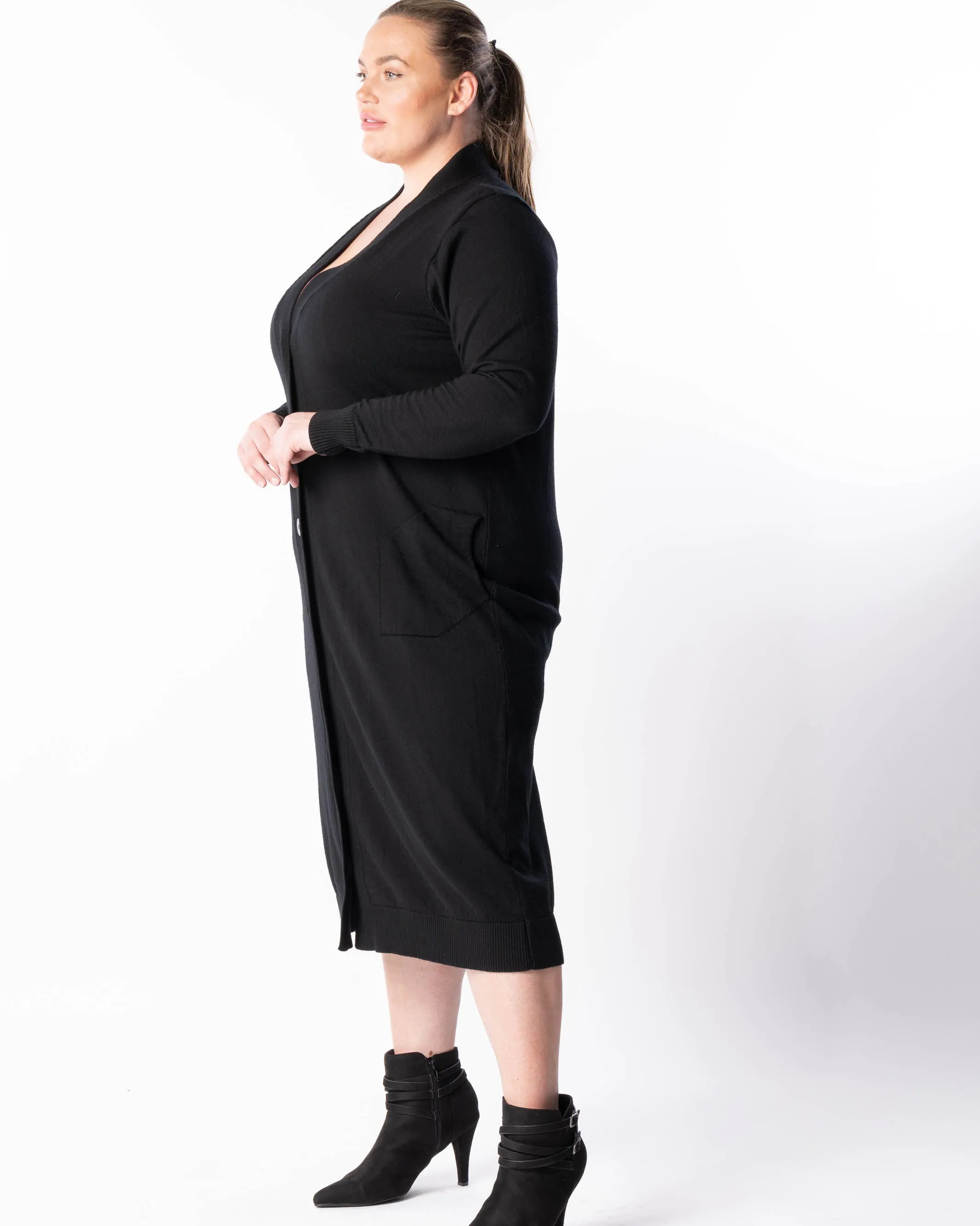 Adore You Merino Cardigan Dress - Black