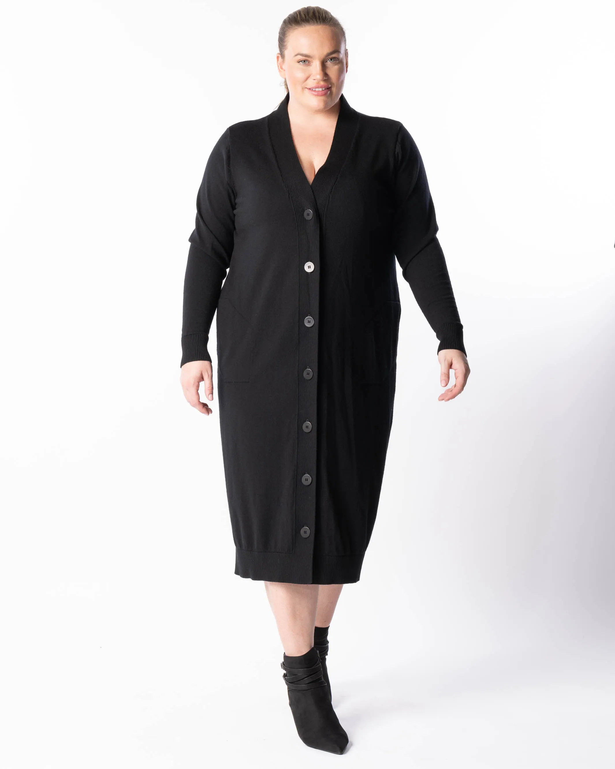 Adore You Merino Cardigan Dress - Black