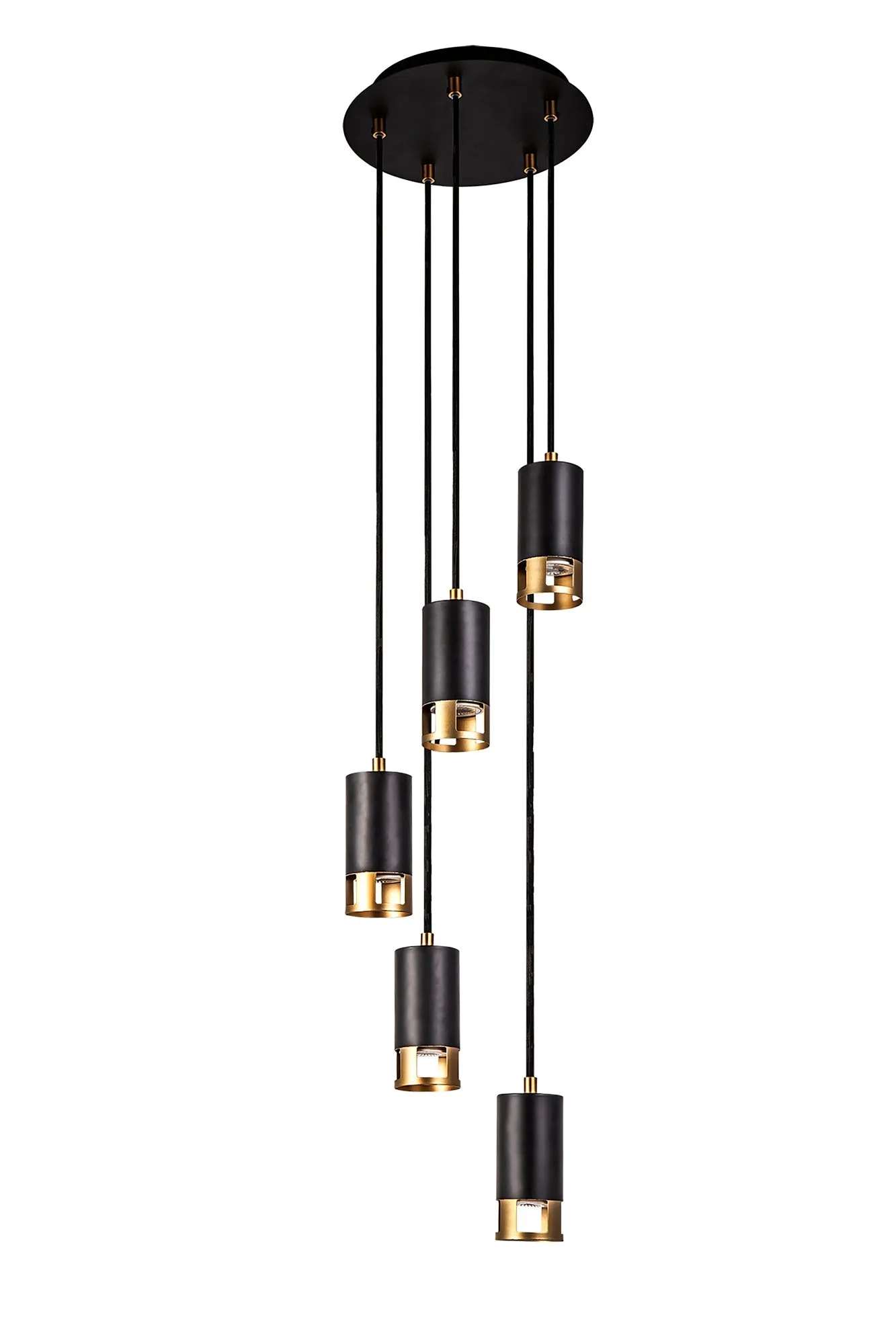 Almera 3/5Lt Round Cluster Ceiling Light GU10, Black & Painted Gold