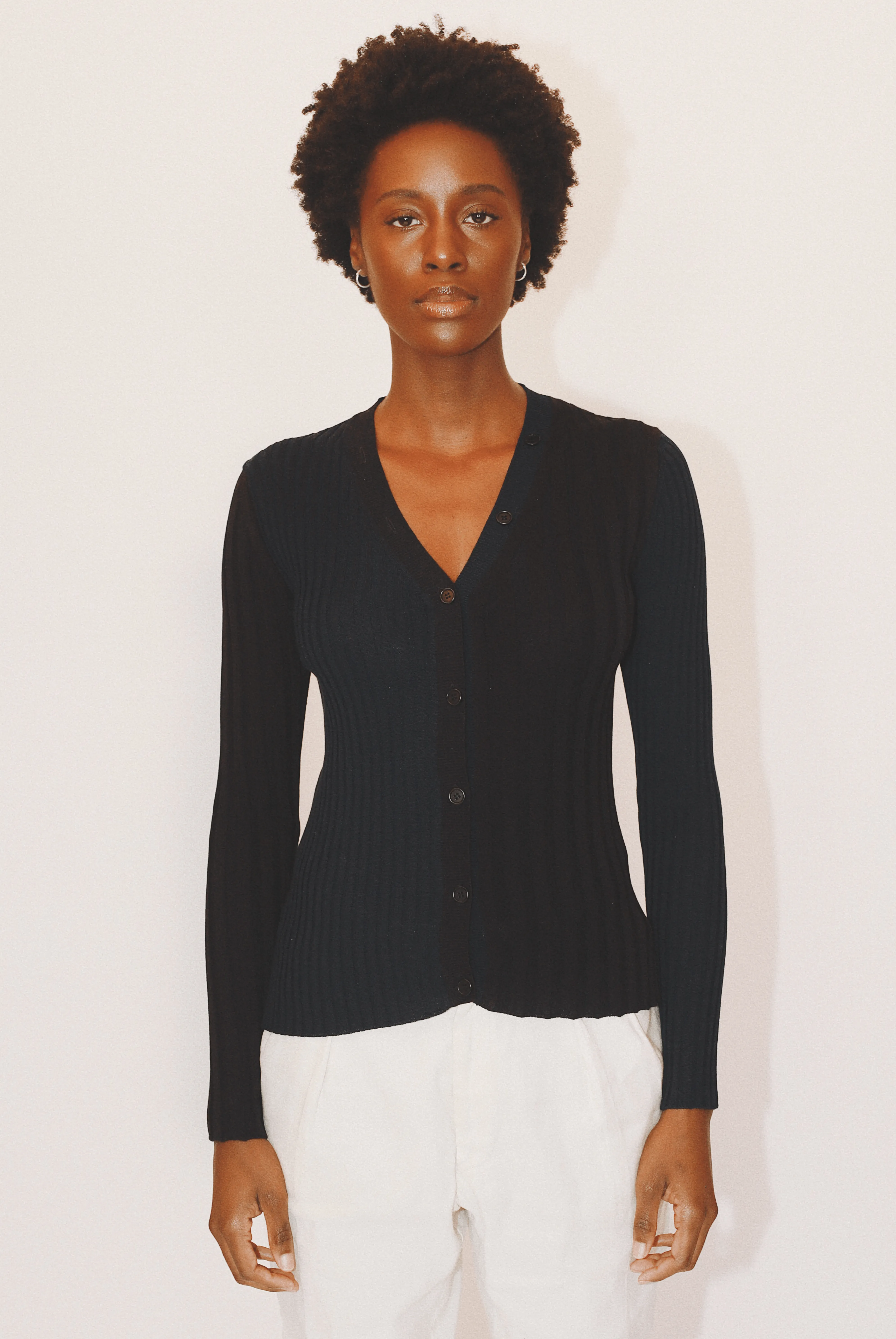 Anna Ribbed Cardigan in Organic Cotton