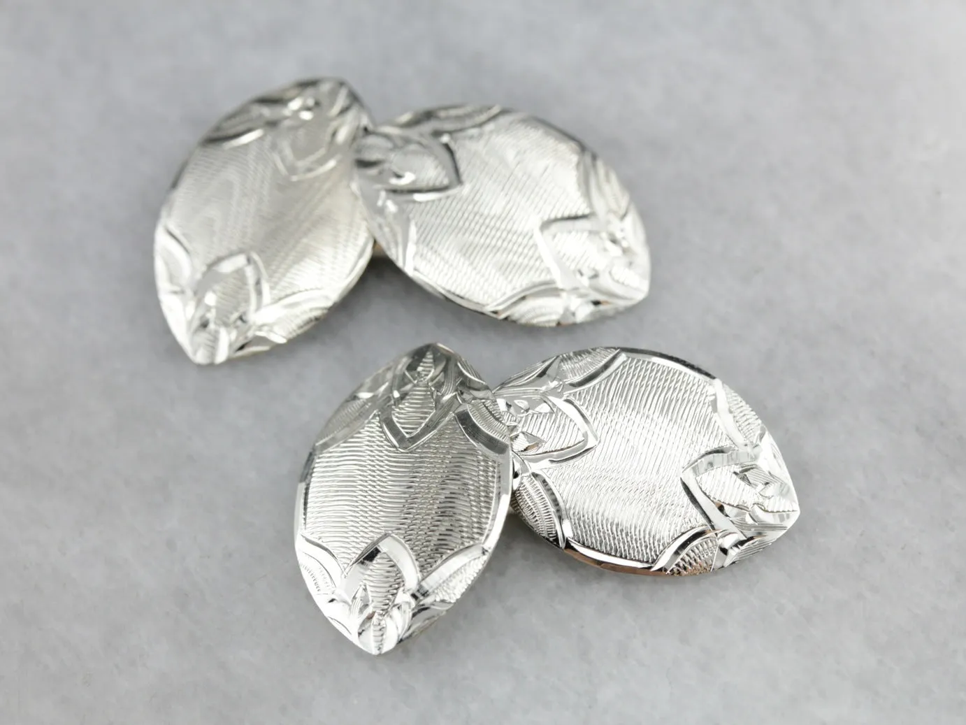 Antique Etched White Gold Cufflinks