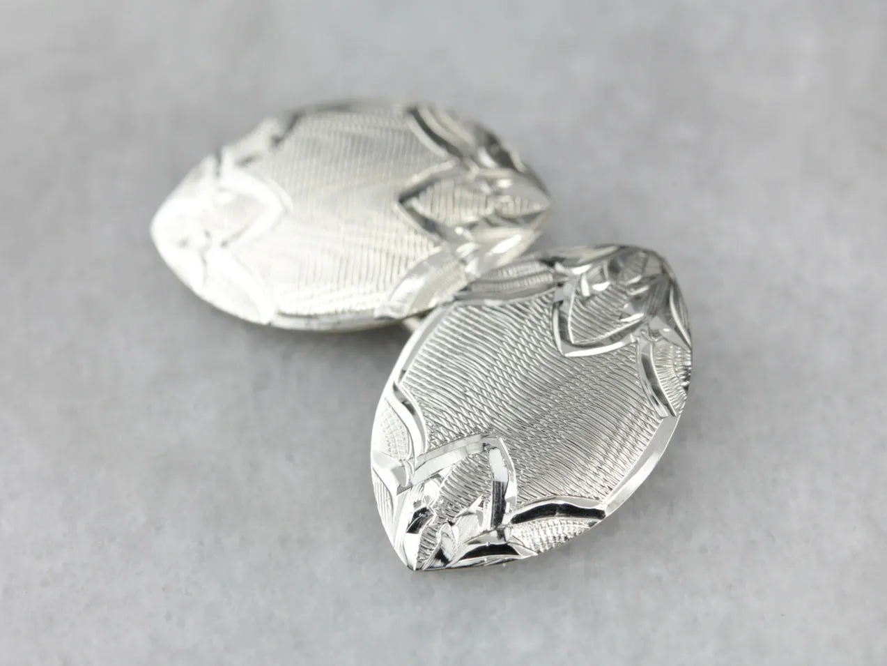 Antique Etched White Gold Cufflinks