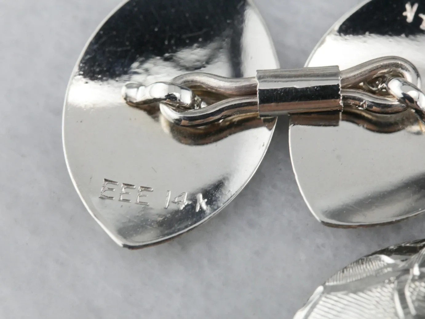 Antique Etched White Gold Cufflinks