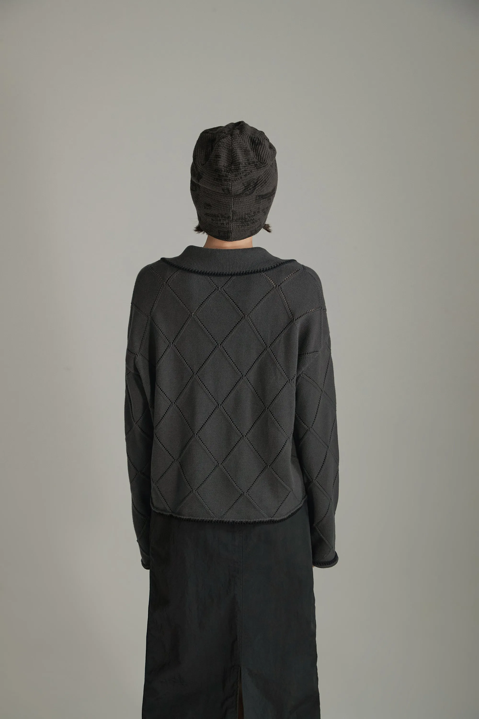 Argyle Zip-Up Cardigan