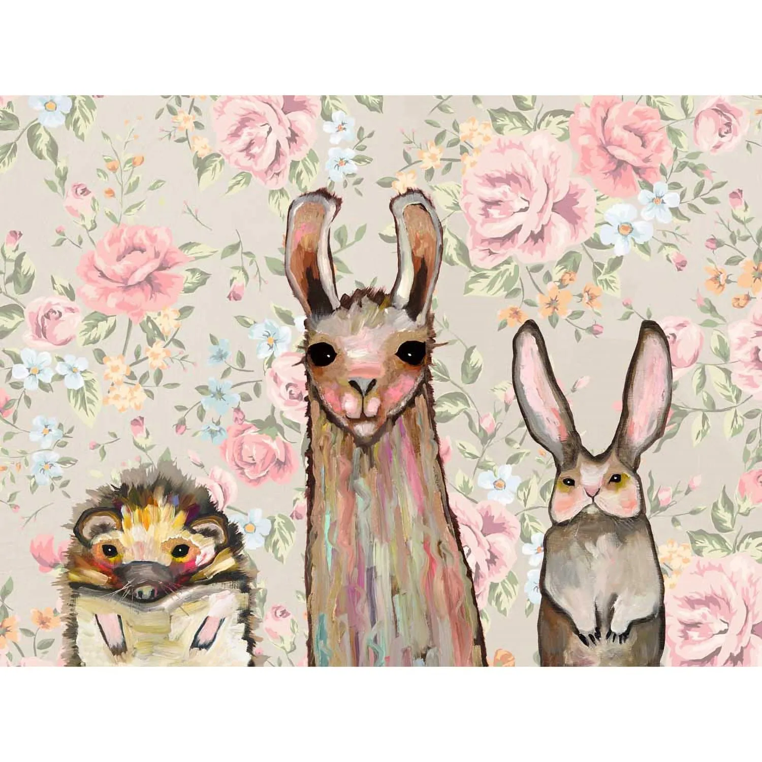 Baby Llama And Friends Canvas Wall Art