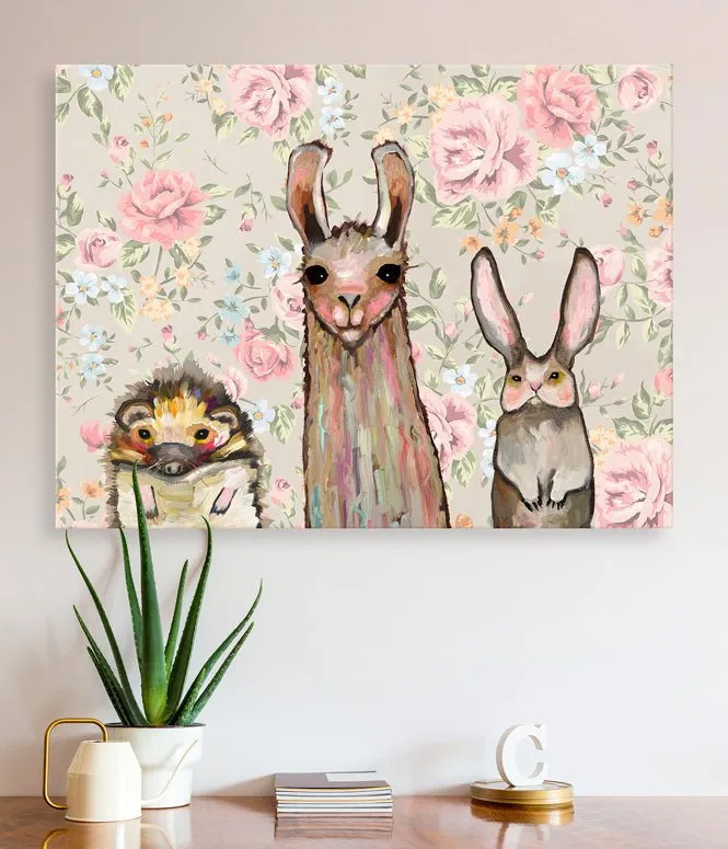 Baby Llama And Friends Canvas Wall Art