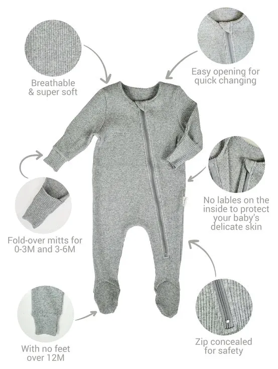 Baby Ribbed Zip Up Sleepsuit