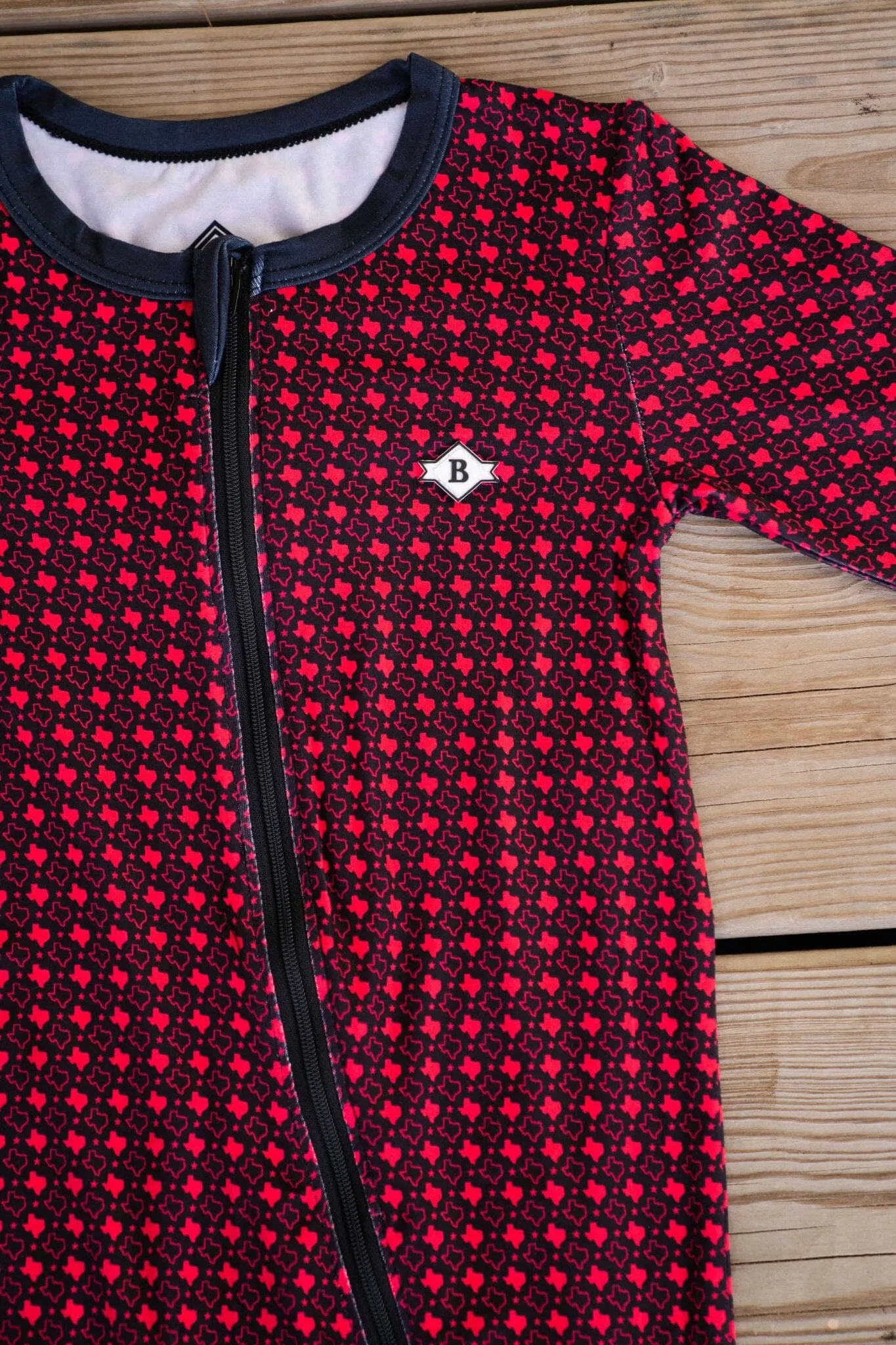 Baby Zip Up - Texas - Black & Red