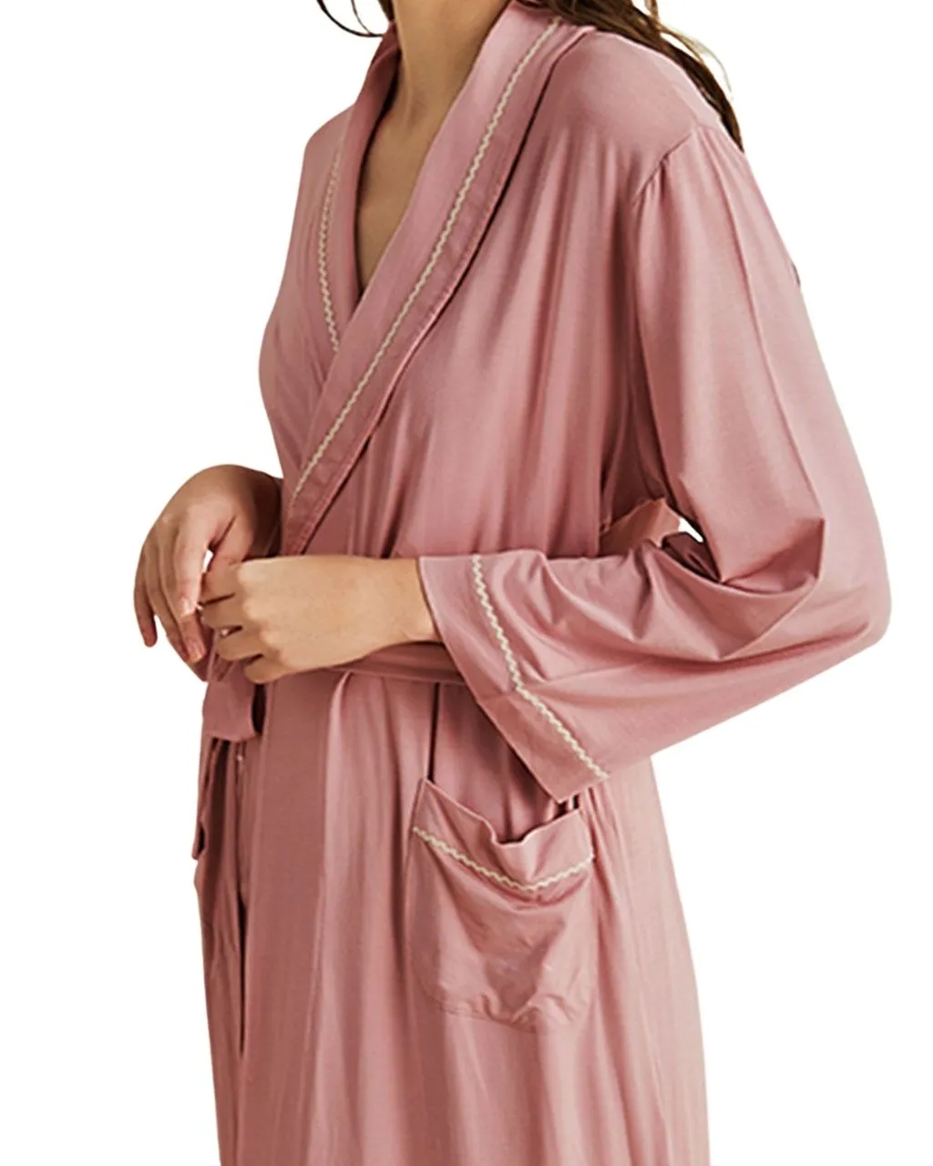 Bamboo Women Pink Dressing Gown - Lightweight Dressing Gown