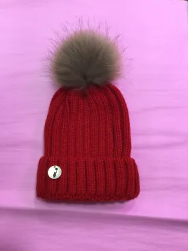 B&B Single Pom Pom Hat-Red