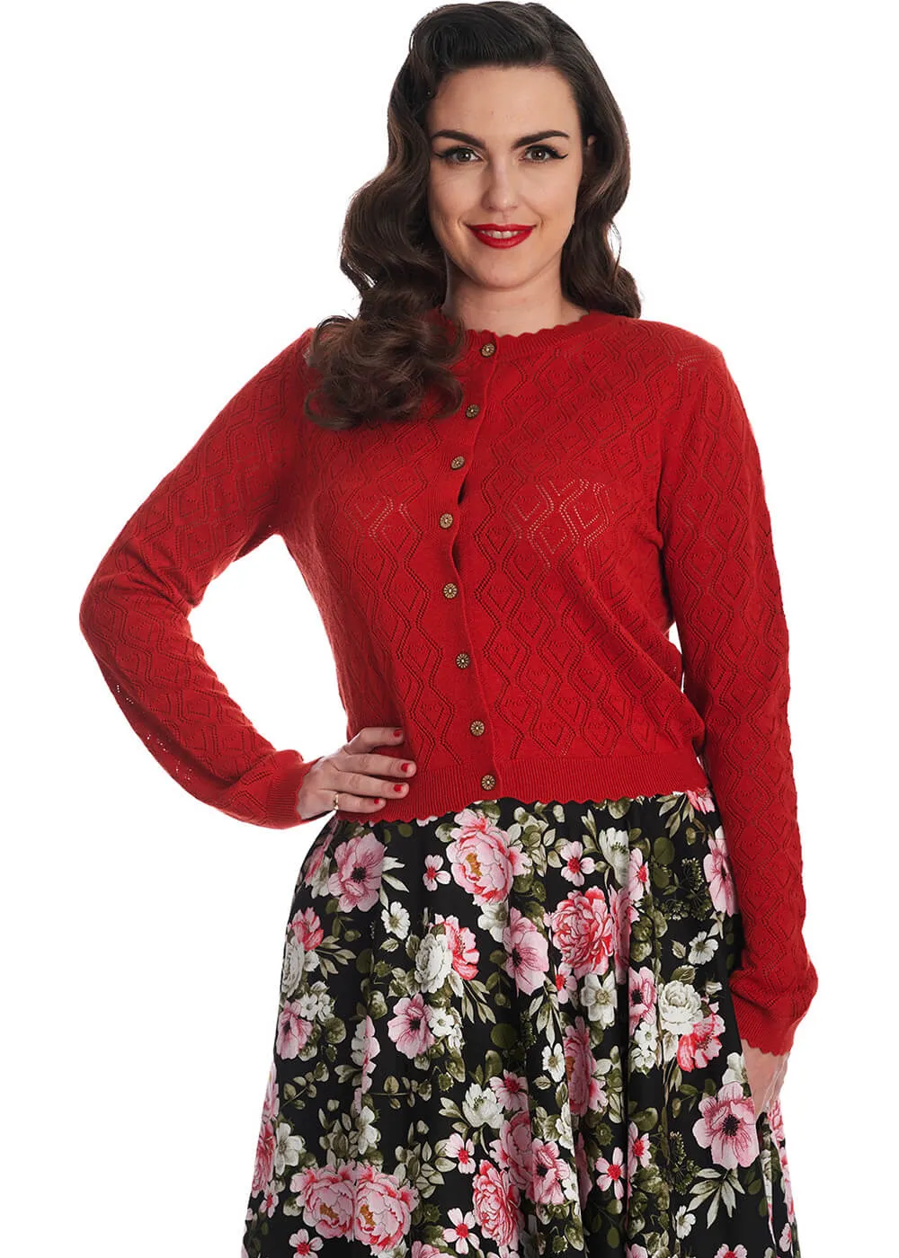 Banned Hearts Charm 50's Cardigan Red