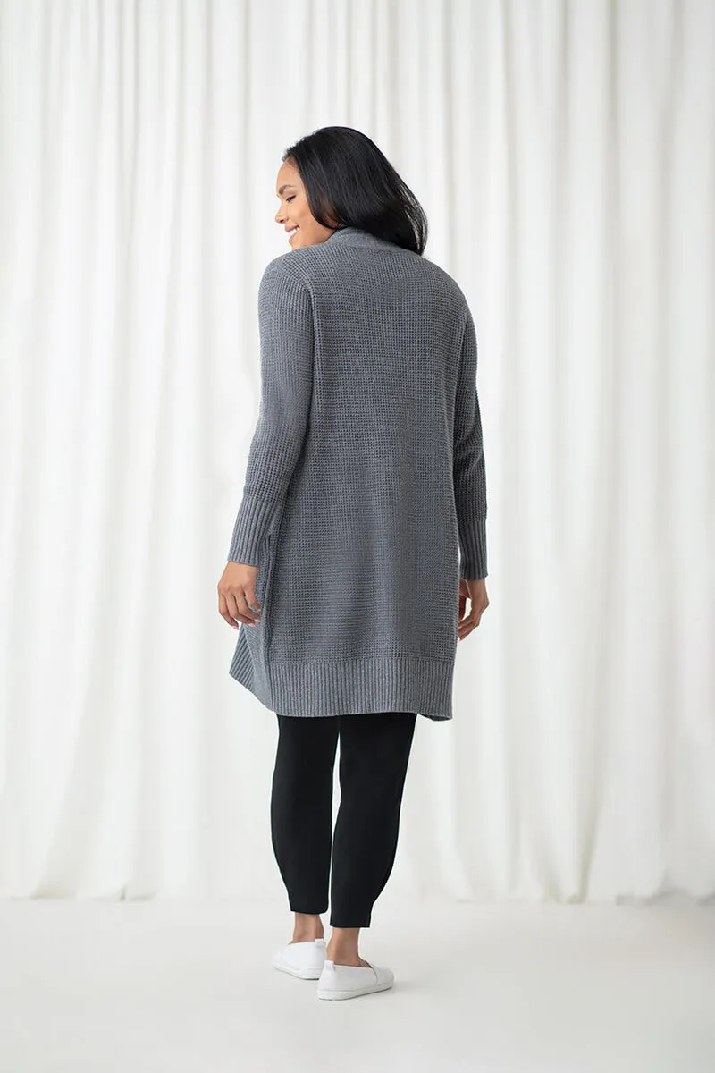 Basket Stitch Cardigan | Melange Light Grey