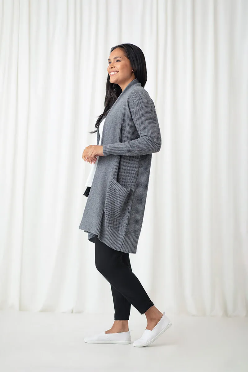 Basket Stitch Cardigan | Melange Light Grey