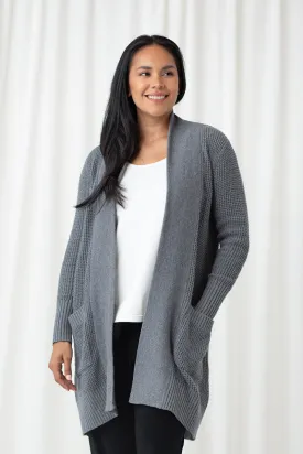 Basket Stitch Cardigan | Melange Light Grey