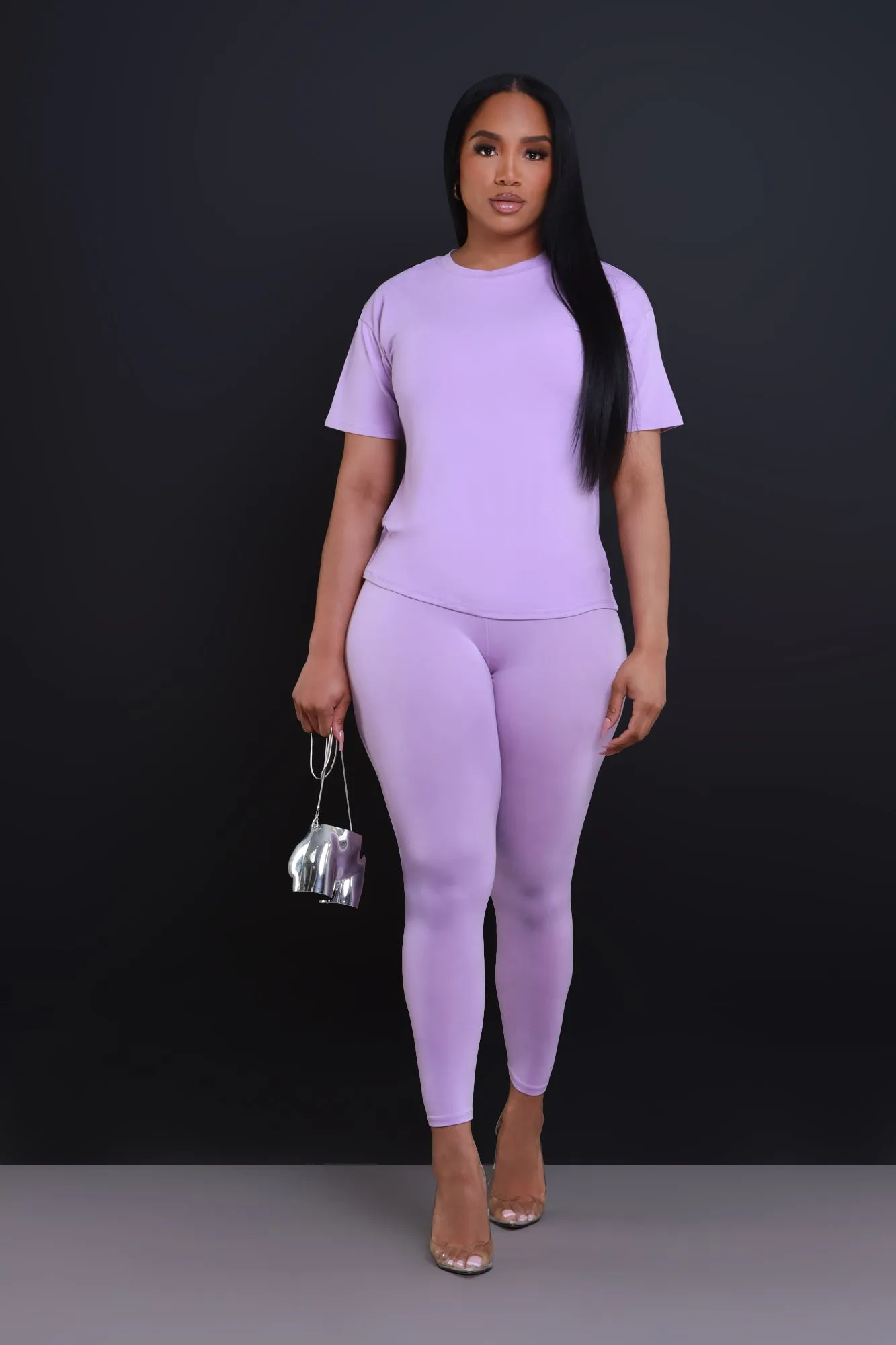 Be Great Short Sleeve Legging Set - Lilac