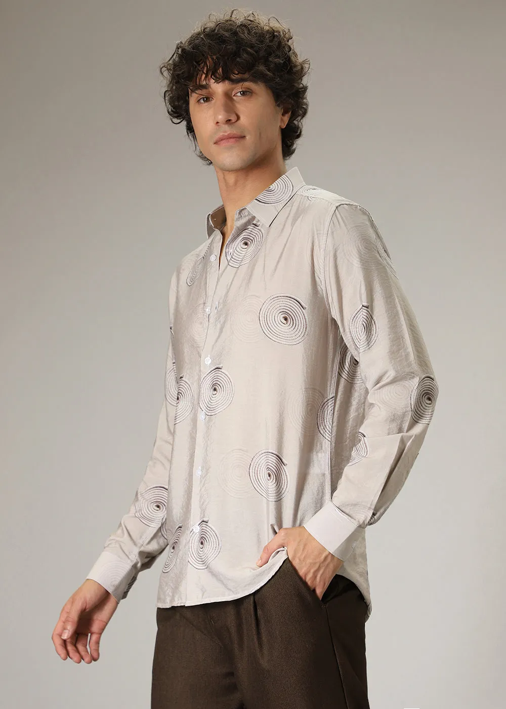 Beige Spiral Print shirt