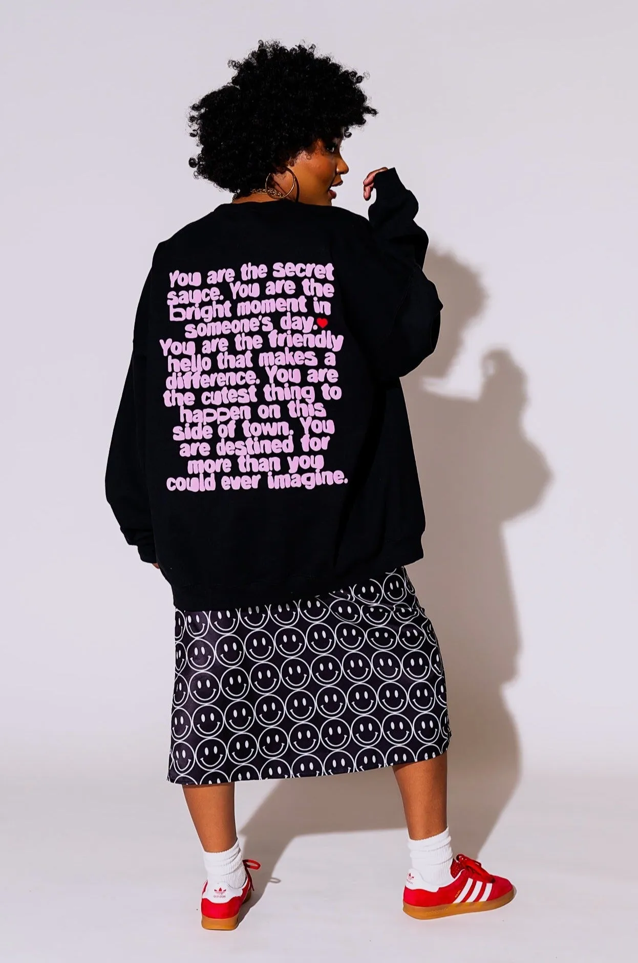 Being Yourself is Cool Puff Print Pullover in Black