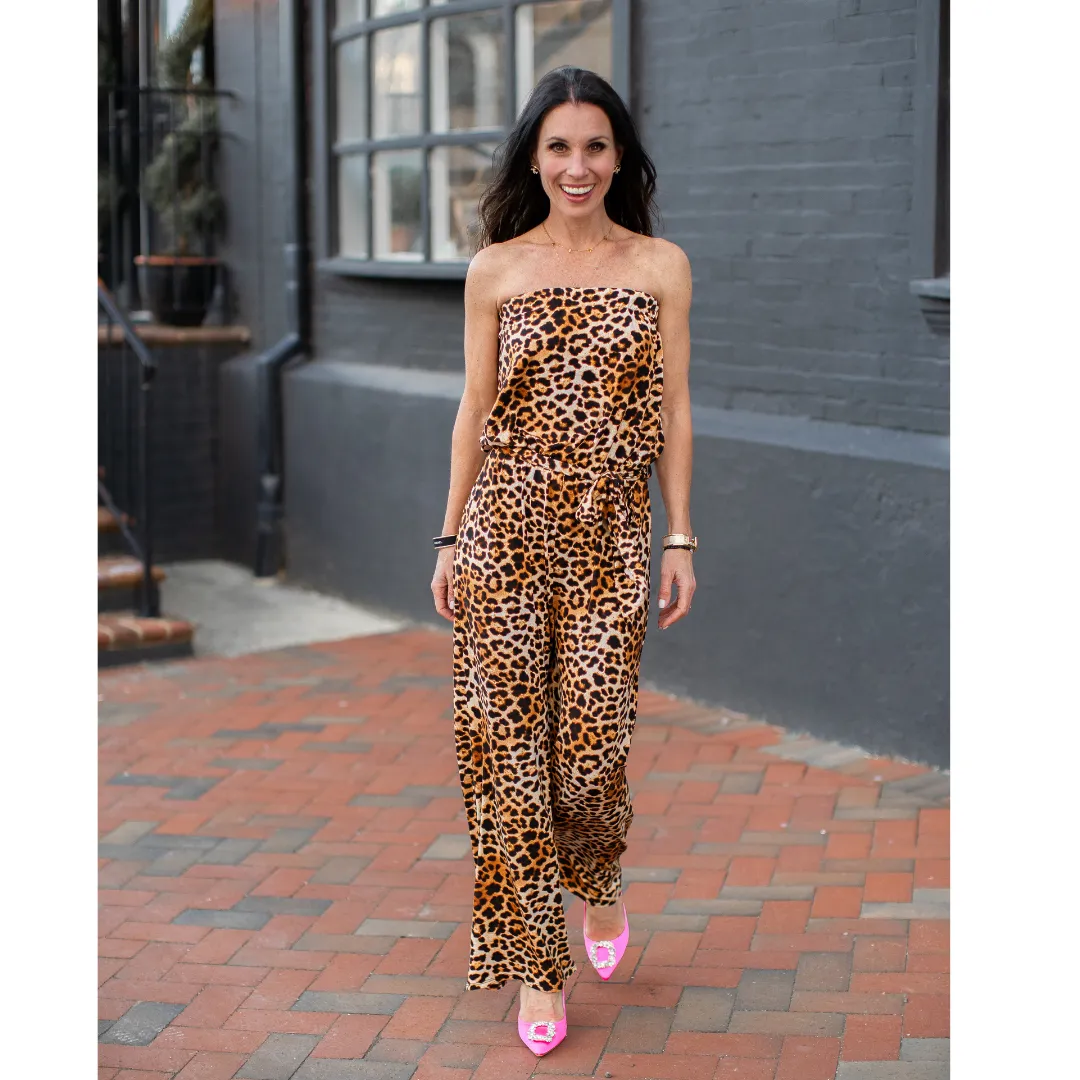 Bella Strapless Leopard Jumpsuit