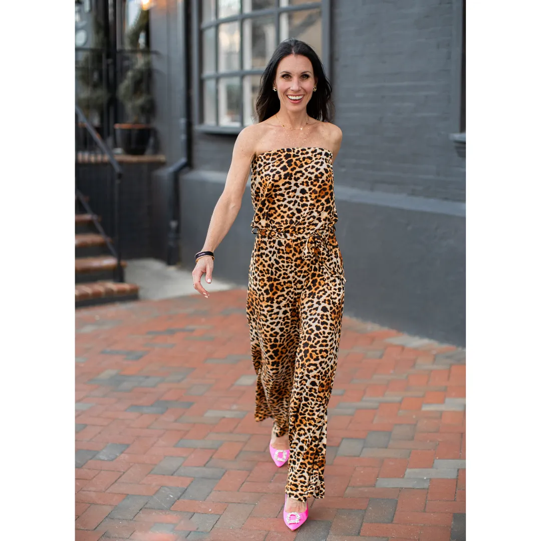 Bella Strapless Leopard Jumpsuit