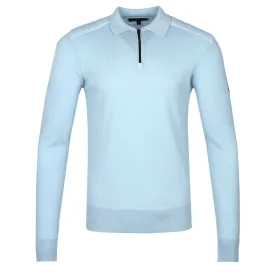 Belstaff Kirk Zip Polo Knitwear in Sky Blue