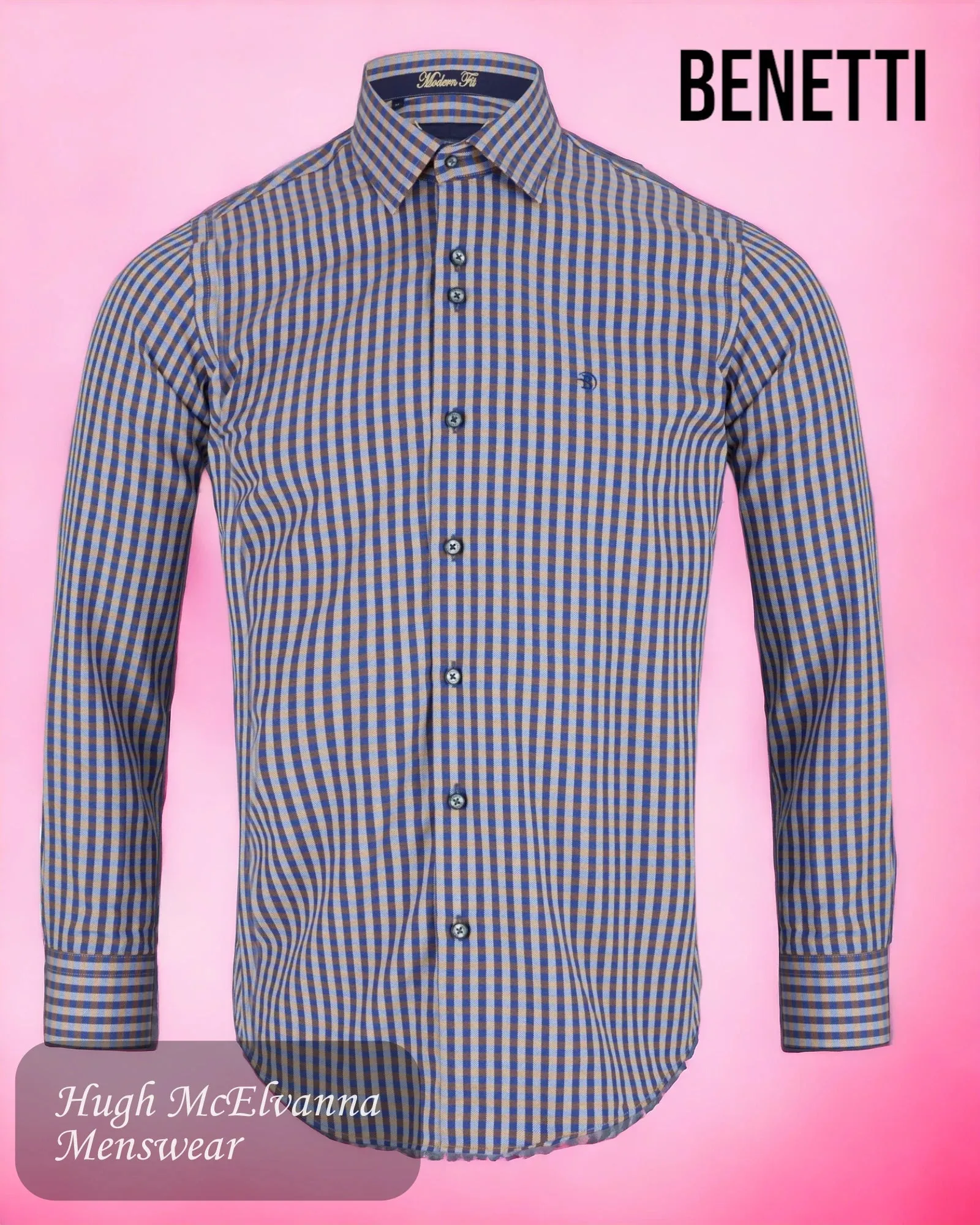 Benetti RHINE Coffee Long Sleeve Shirt