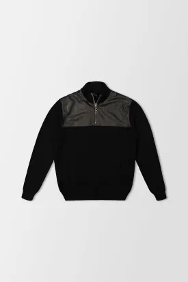 Billionaire Black Mock Zip Luxury Pullover