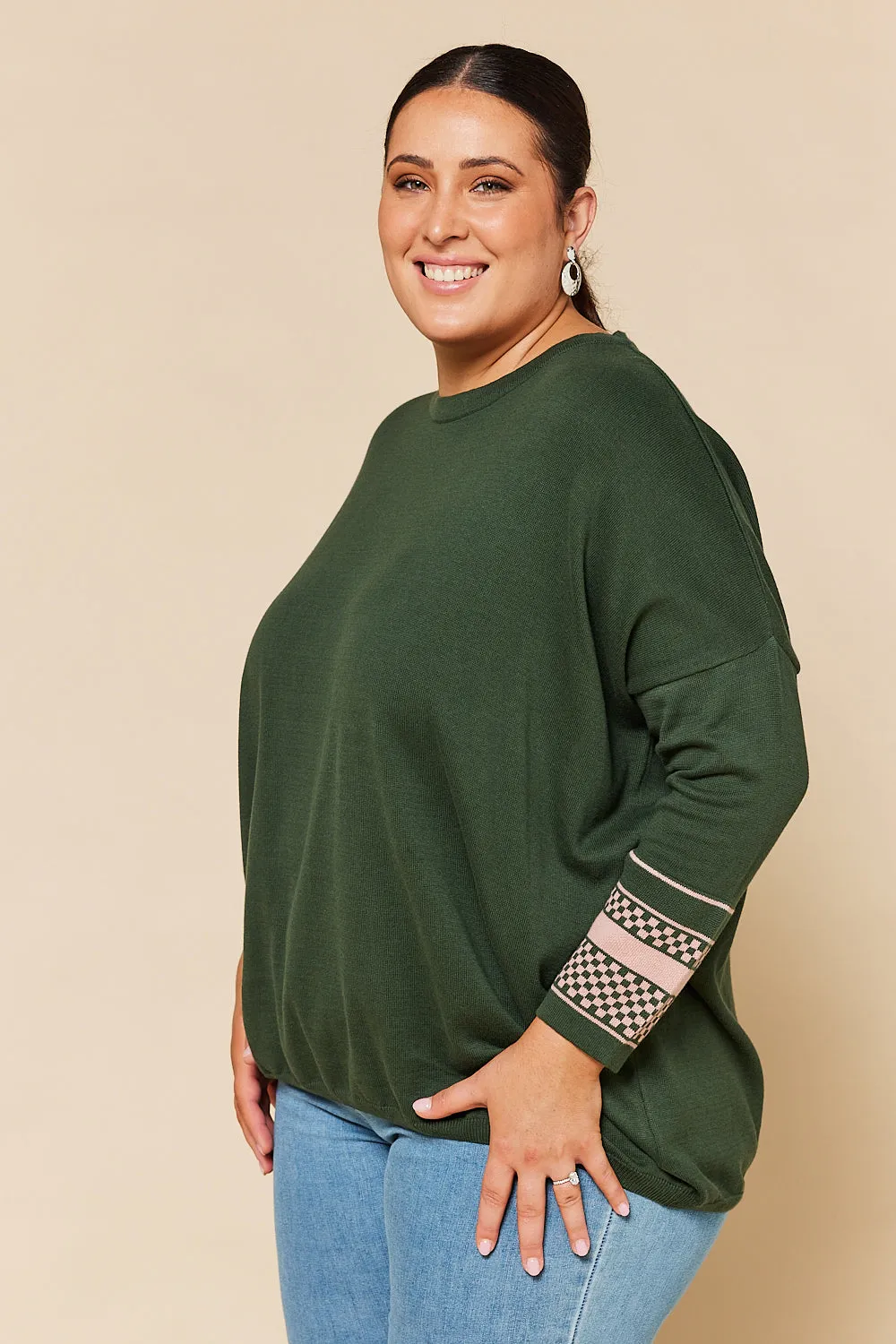 Chic Olive Checkered Binky Jumper