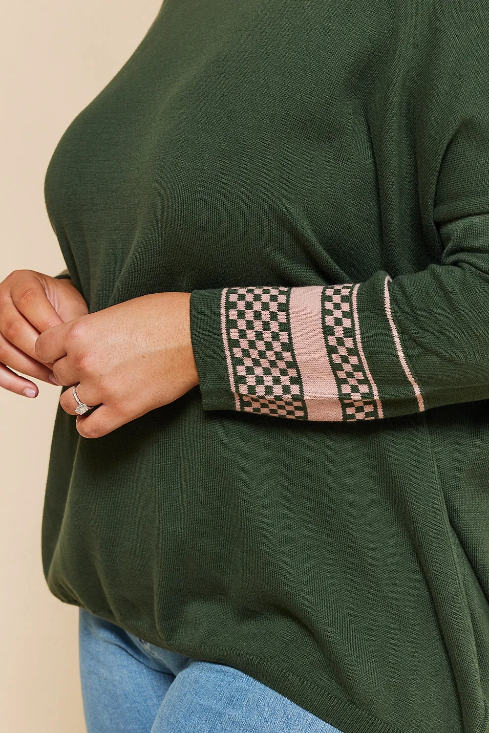 Chic Olive Checkered Binky Jumper