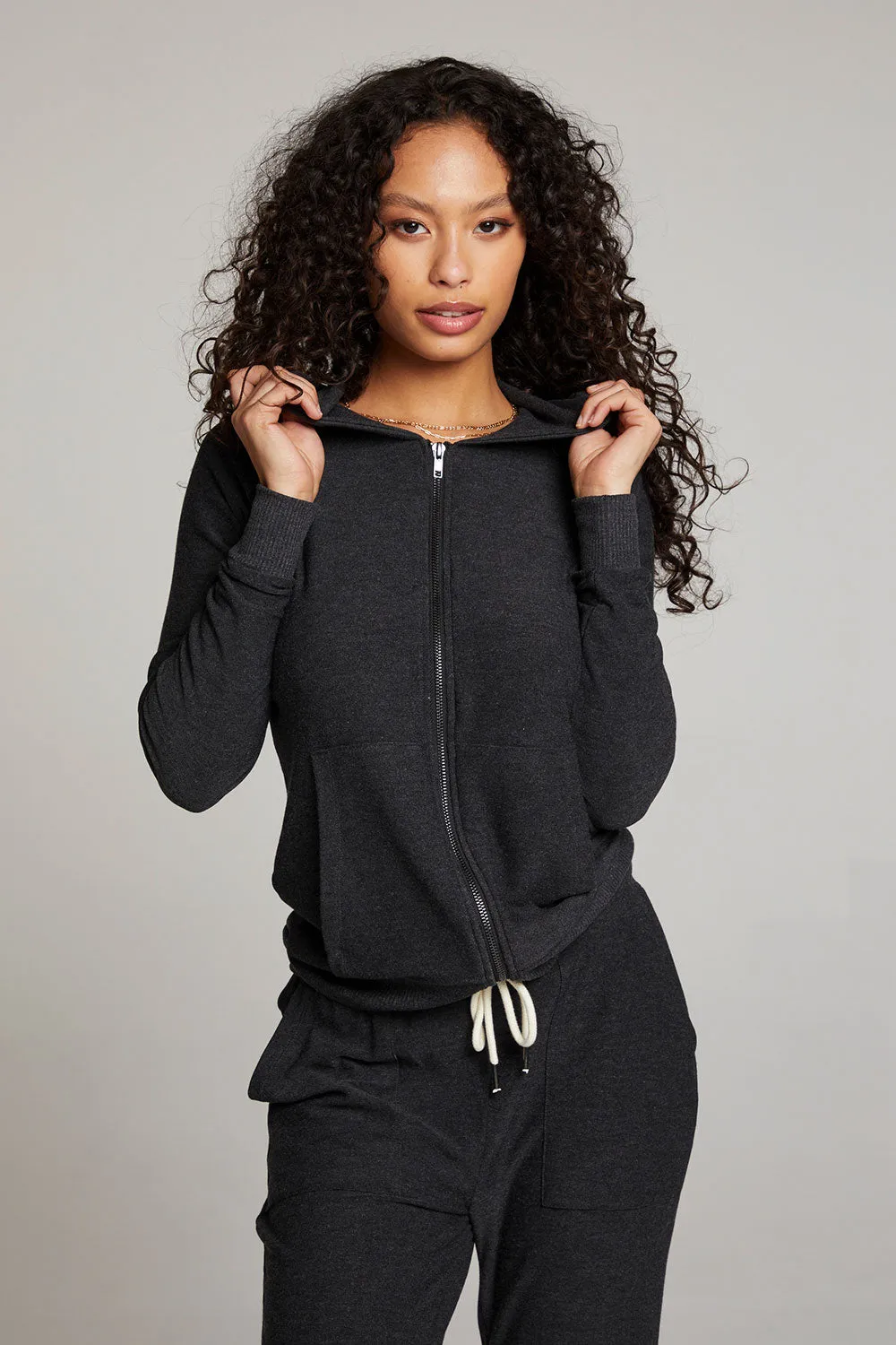 Black Long Sleeve Raglan Zip Up Hoodie