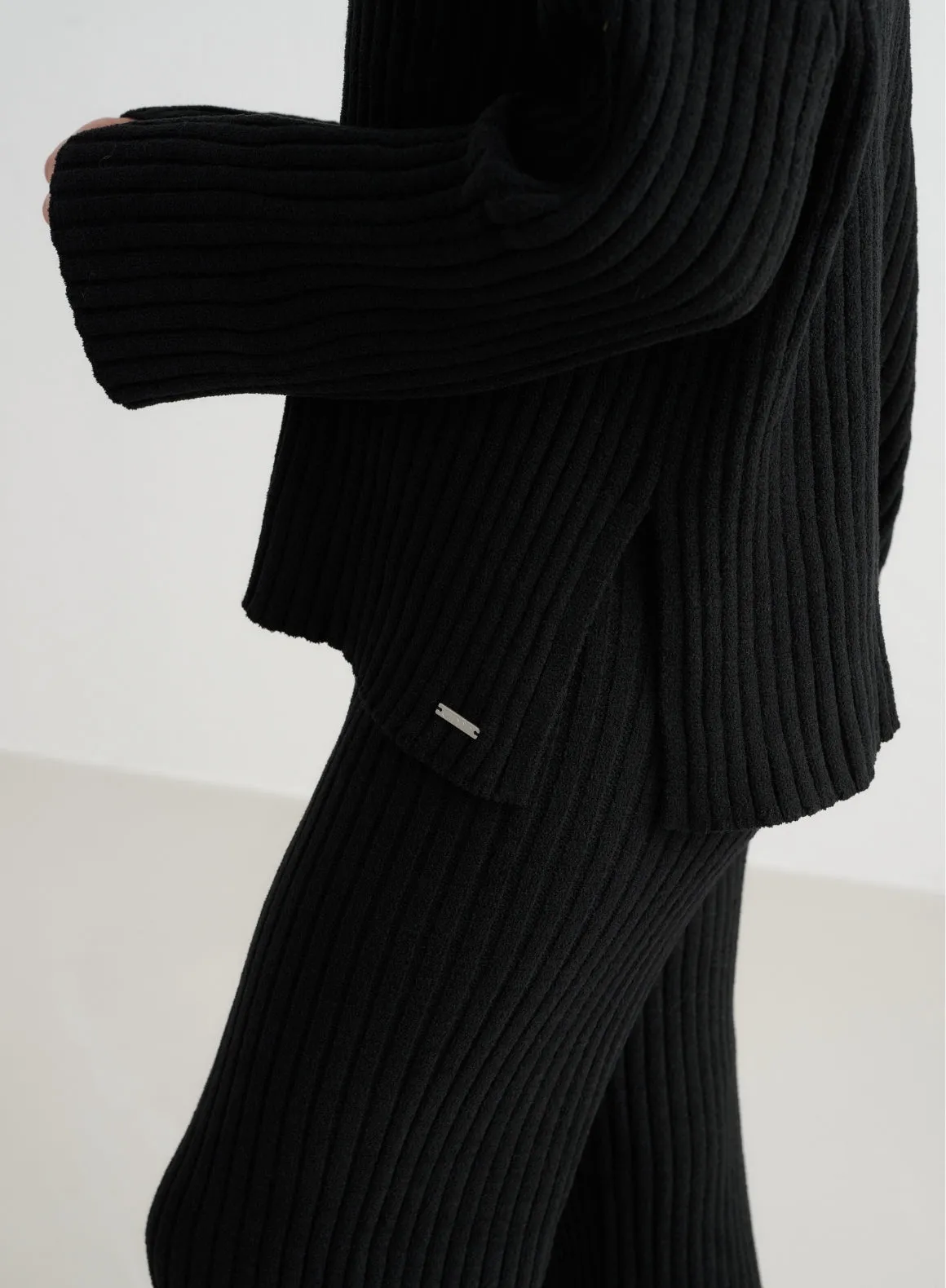 Black Rib Knit Sweater