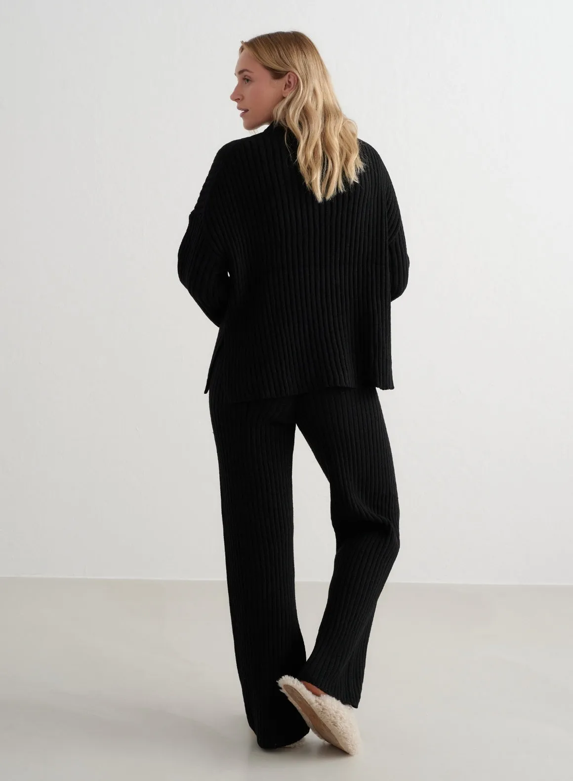 Black Rib Knit Sweater