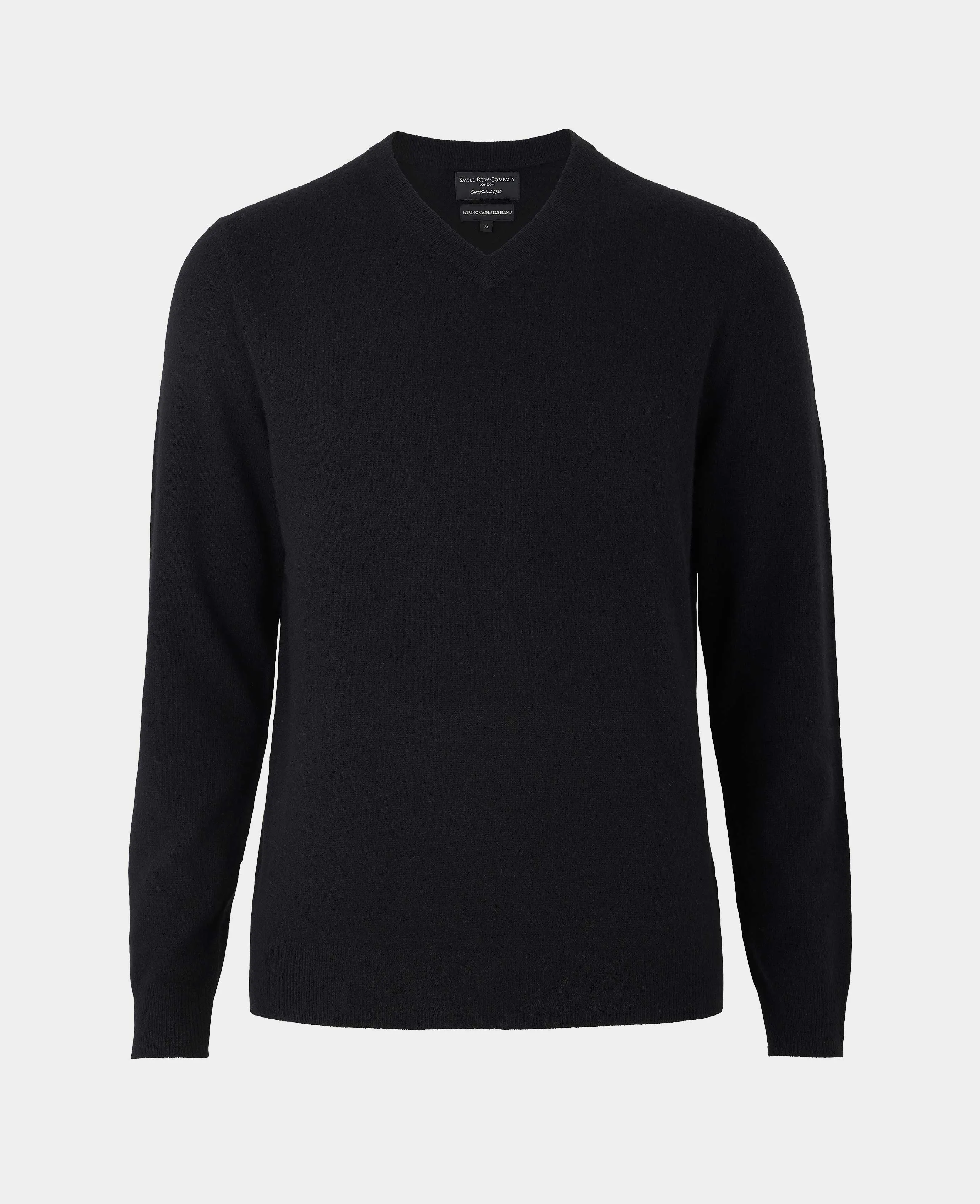 Black Wool Cashmere V-Neck Jumper