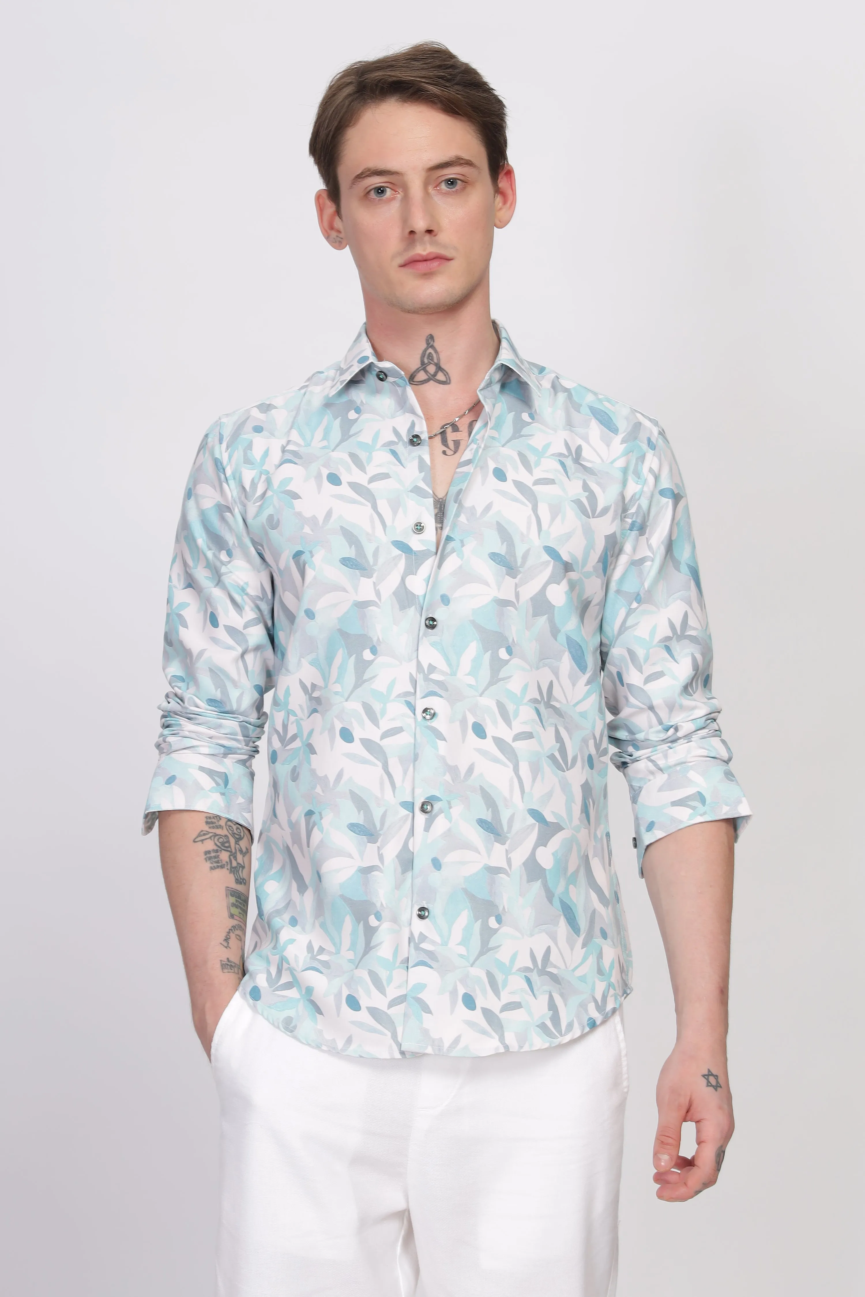 Bloom Sky Blue Printed Shirt