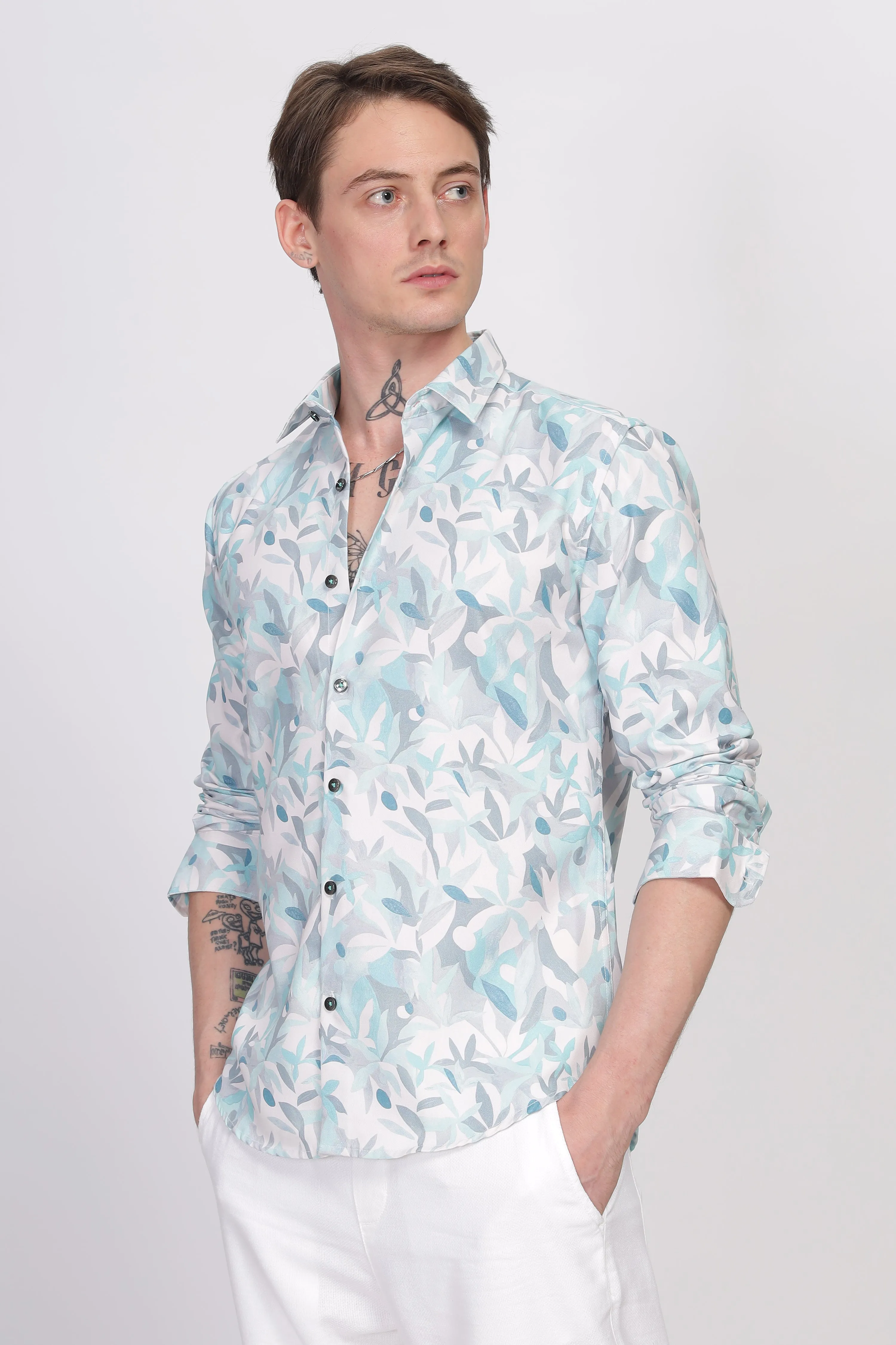 Bloom Sky Blue Printed Shirt