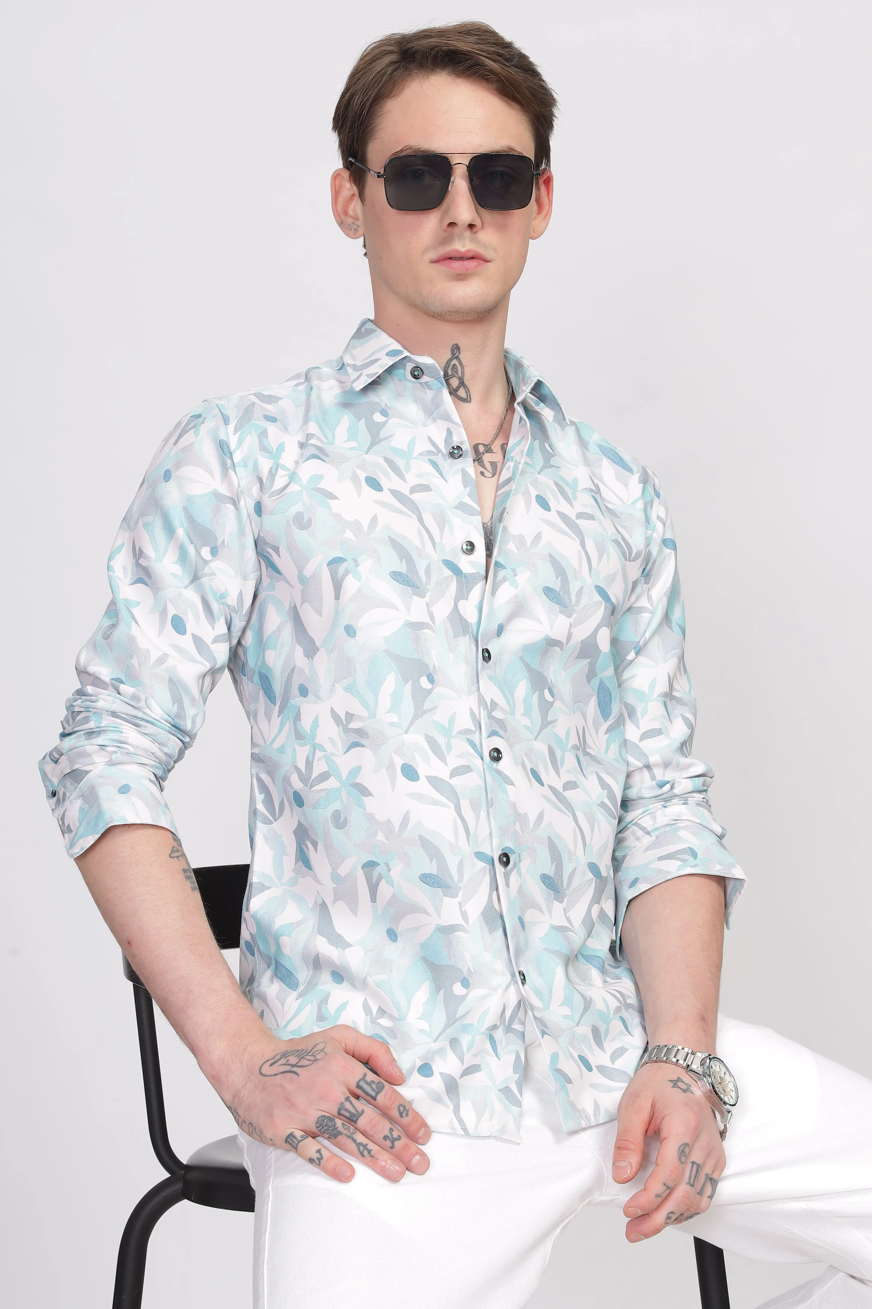 Bloom Sky Blue Printed Shirt