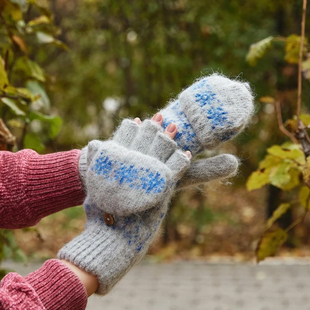 Blue Blizzard | Heavy Goat Wool | Fingerless Gloves