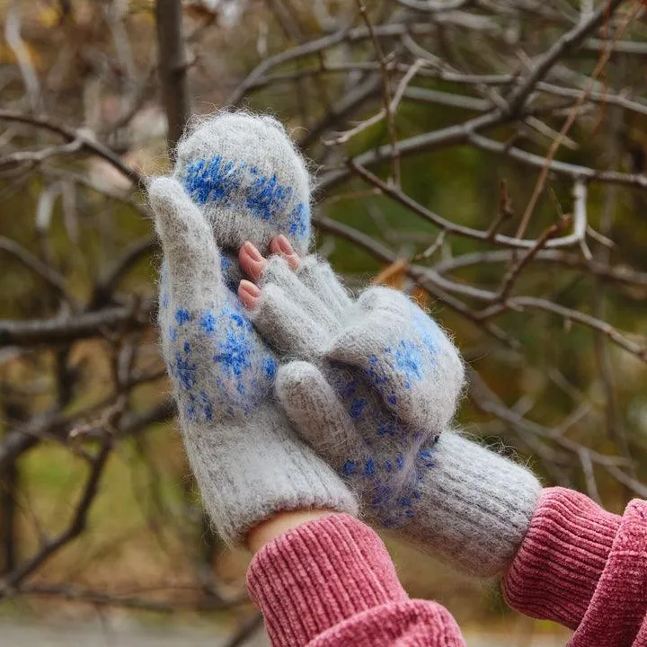 Blue Blizzard | Heavy Goat Wool | Fingerless Gloves