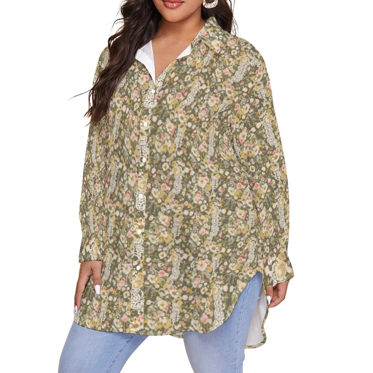 Blush & Bloom Women's Shirt (Plus Size) AOP