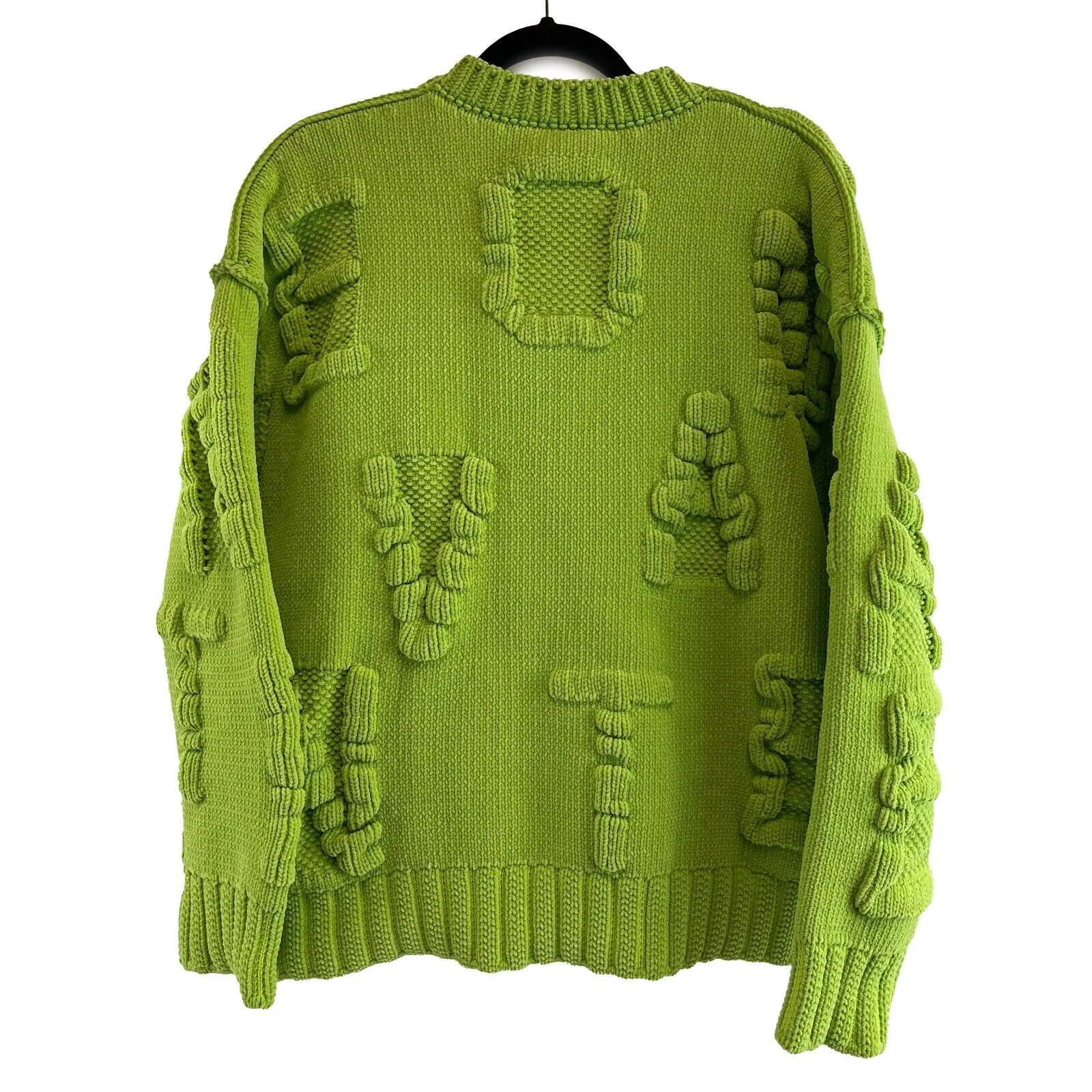 Bottega Veneta Excellent Chenille Knitted Alphabet Sweater Green XS US 0